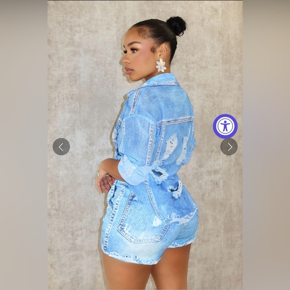 All In Denim Printed Short Set - Picture 3 of 8